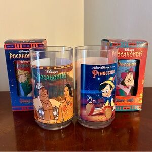 4 Vintage 1994 Burger King Disney Collector’s Cups: 3 Pocahontas, 1 Pinocchio